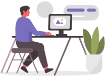 graphic of businessman working on the computer